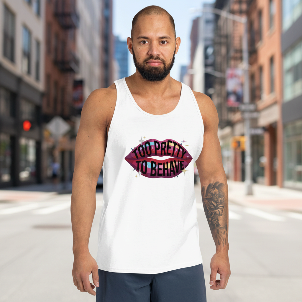 Too Pretty to Behave Lipstick Menace - Unisex Premium Tank Top