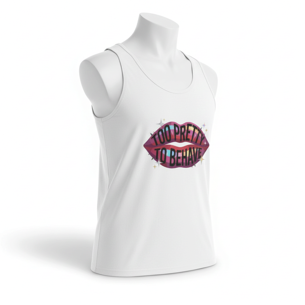 Too Pretty to Behave Lipstick Menace - Unisex Premium Tank Top