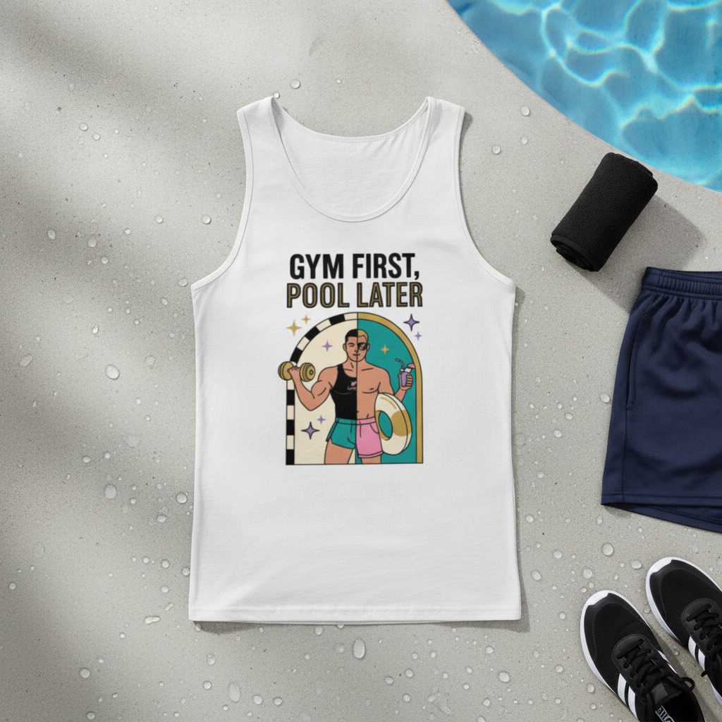 Gym First Pool Later - Queer Resort Figure - Premium Tank Top