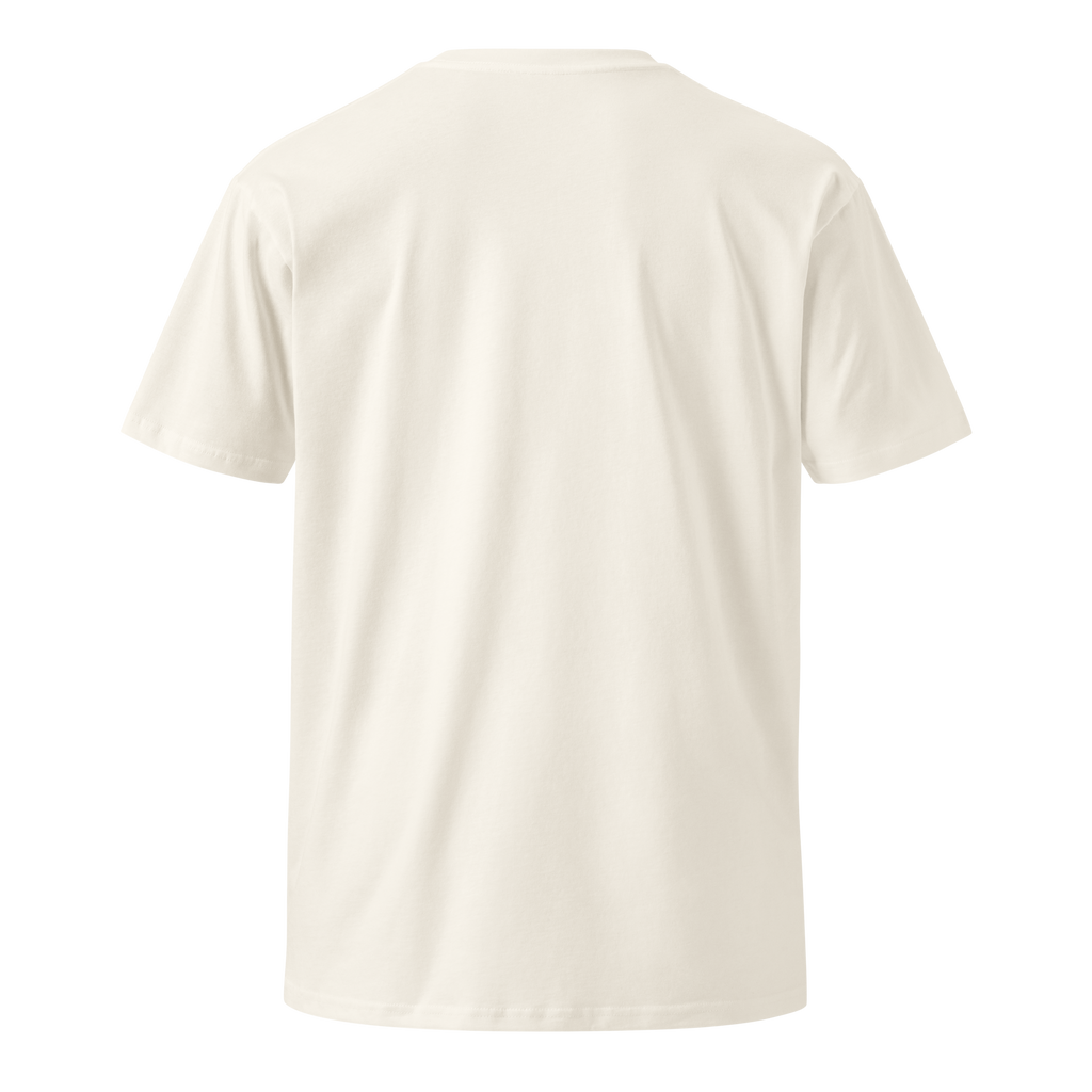 Flaunt It premium unisex crew neck t-shirt in cream cotton, back view showing regular fit and short sleeves.