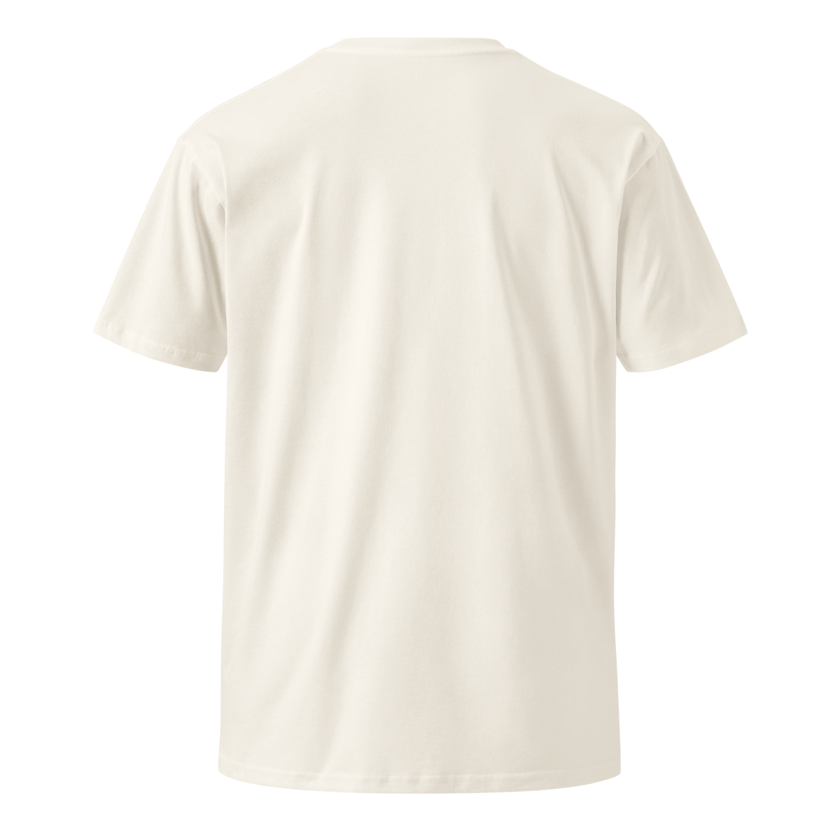 Flaunt It premium unisex crew neck t-shirt in cream cotton, back view showing regular fit and short sleeves.