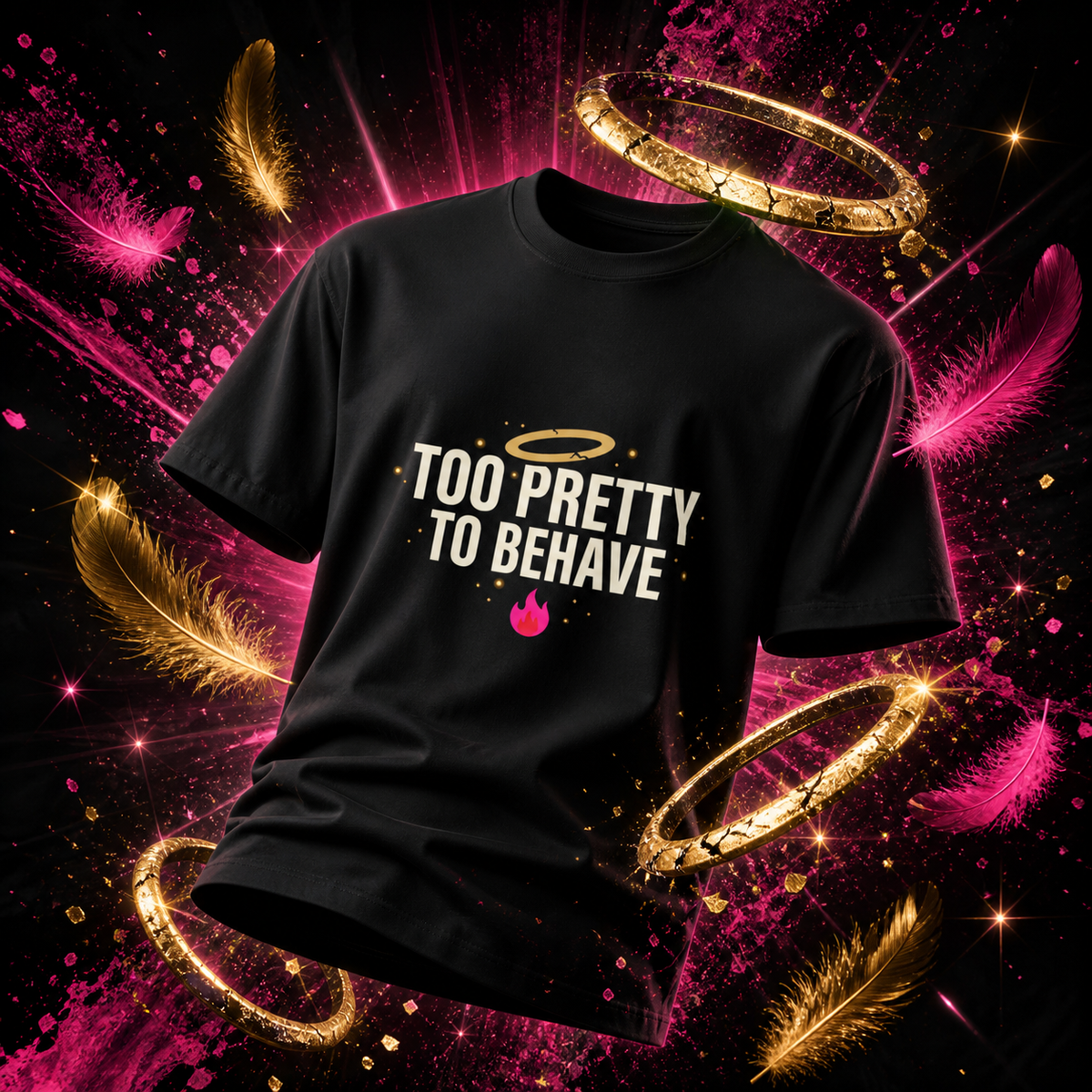 Too Pretty to Behave Fallen Angel - Premium Tee (Black)  - Unisex