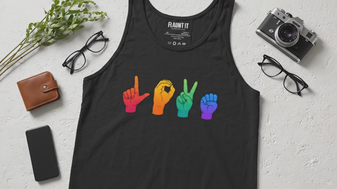 Rainbow LOVE ASL Tank — Graphic Tank Top