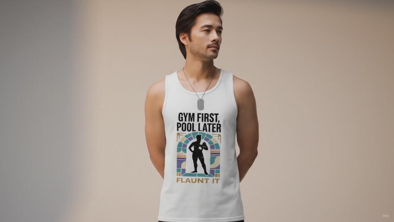Gym First Pool Later Editorial Tank Premium Tank Top