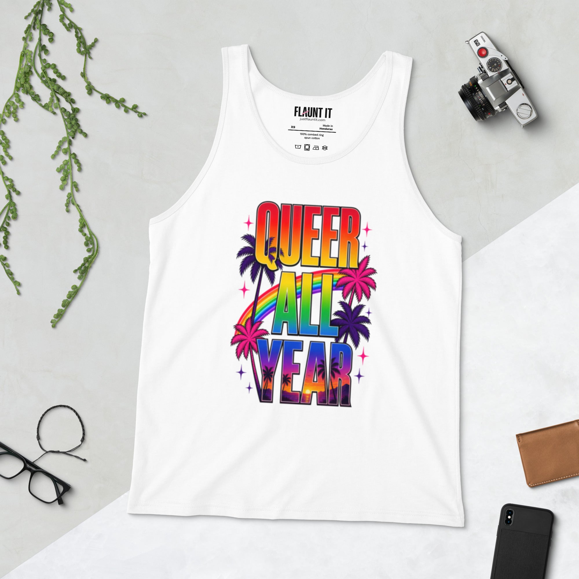 Pride All Year WeHo Pride Palm Unisex Tank Top