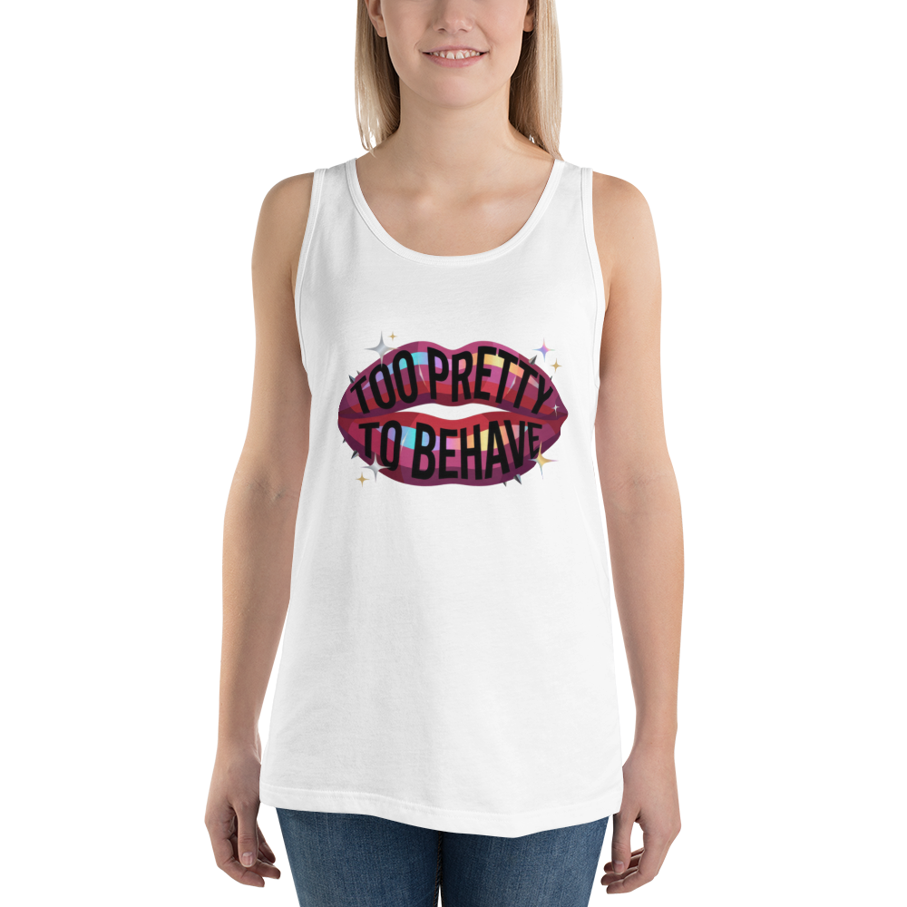 Too Pretty to Behave Lipstick Menace - Unisex Premium Tank Top